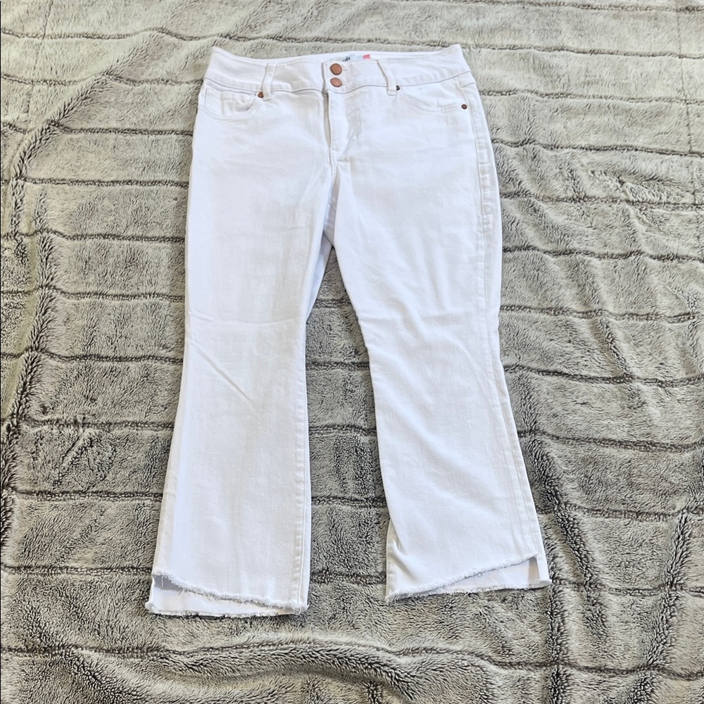 CAbi Women's White Hi-Low Crop Jeans